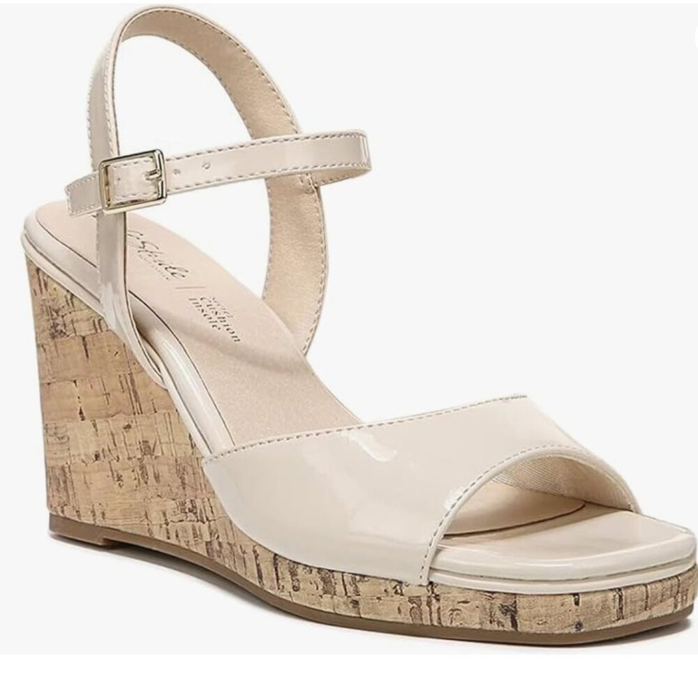 NEW/NEVER WORN: Life Stride Island Time Wedge - ALMOND MILK PATENT